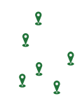 Michigan lower peninsula icon with location pins placed strategically throughout